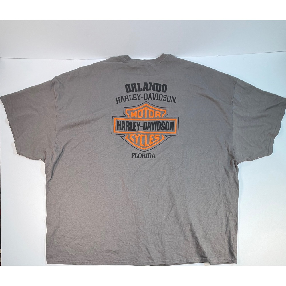 Harley-Davidson Orlando Florida T-Shirt Mens 5XL Gray Willie G Skull Pocket Tee